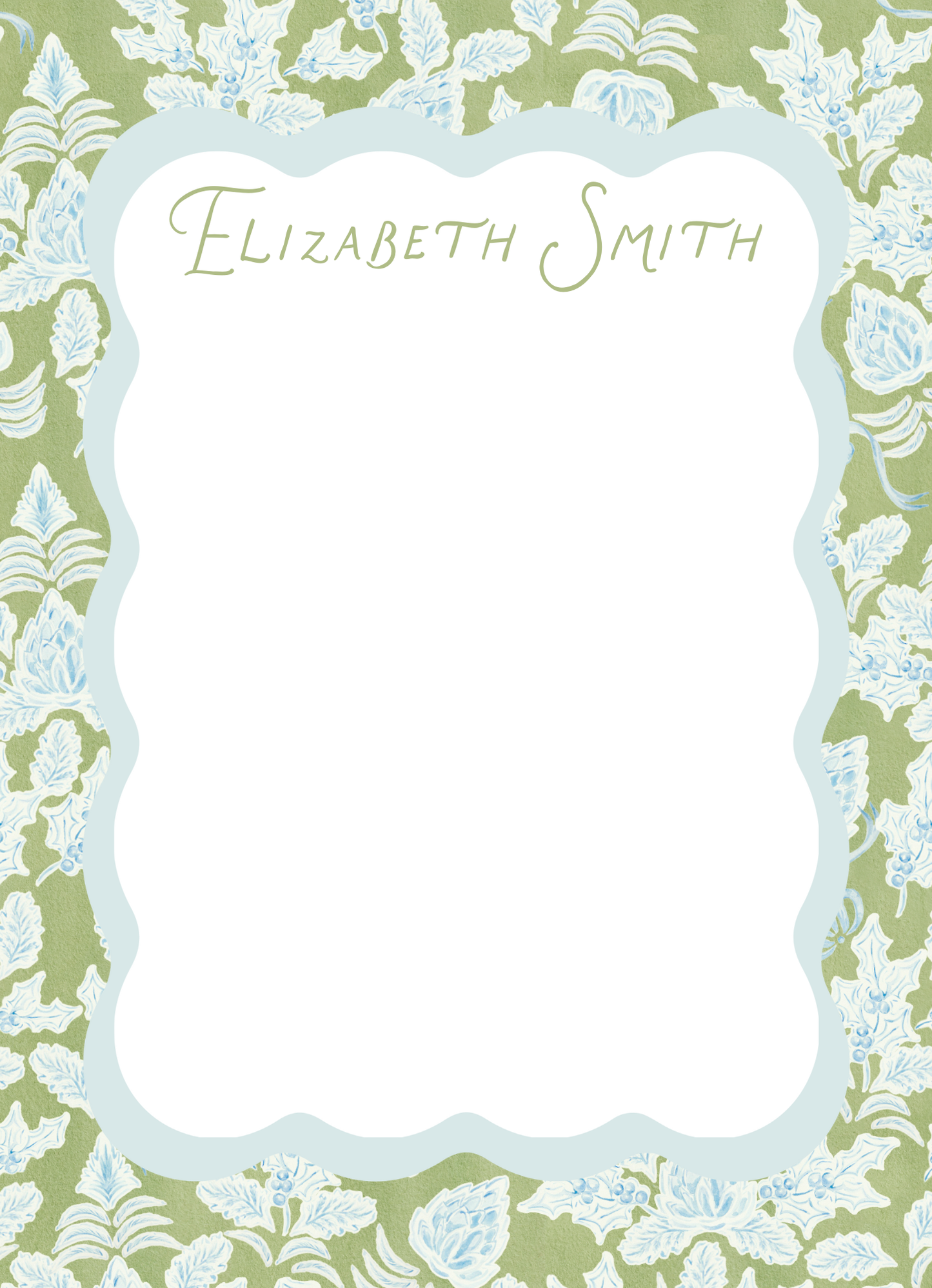 minty green floral notepad