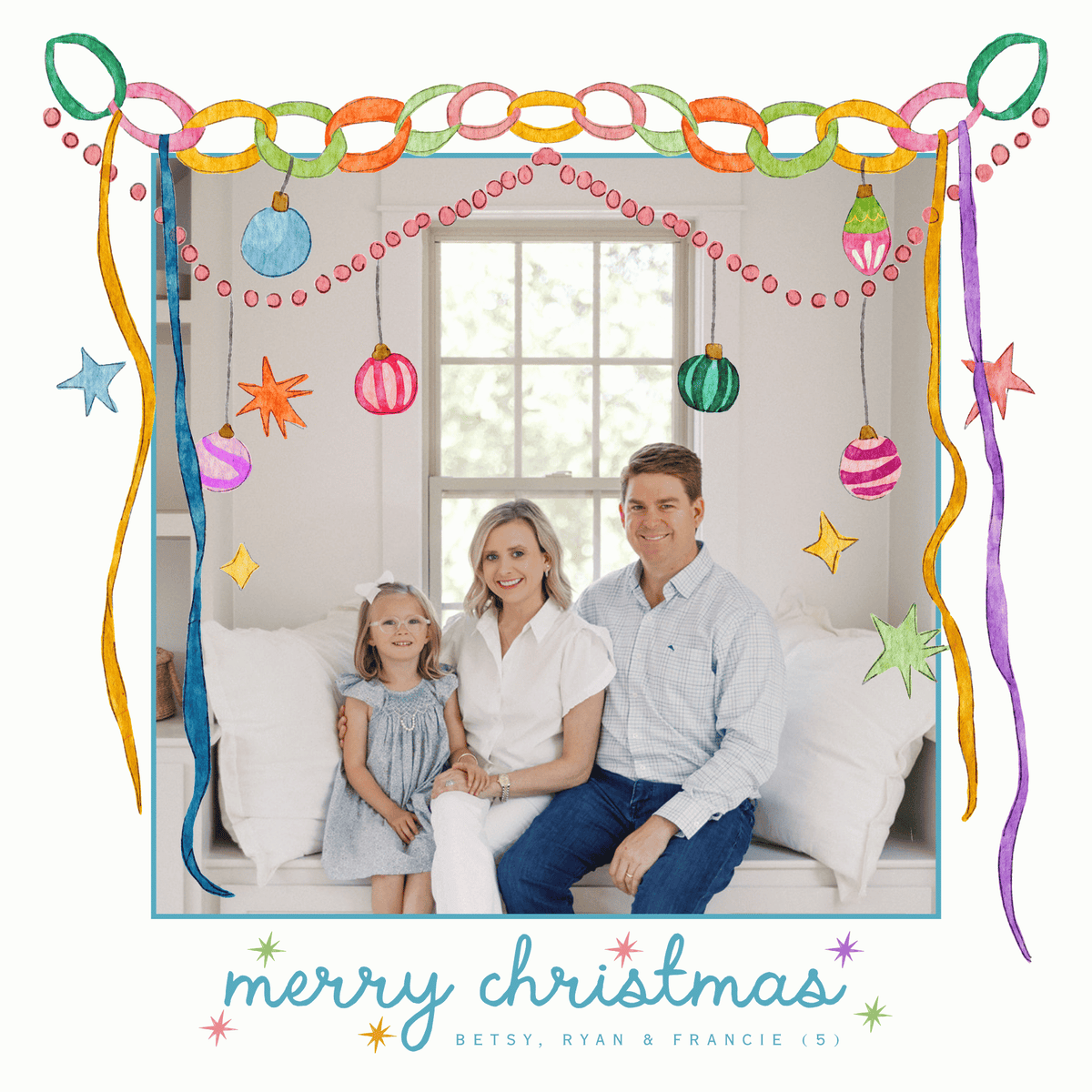 WHIMSY COLORFUL GARLAND CHRISTMAS CARD