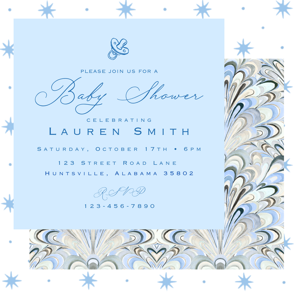 BLUE BABY SHOWER INVITATION