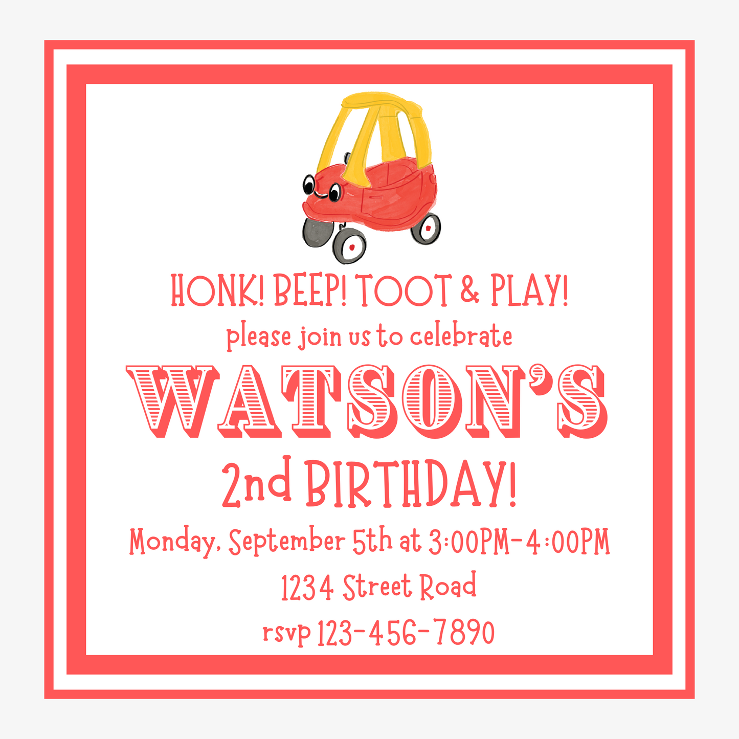 cozy car invitation