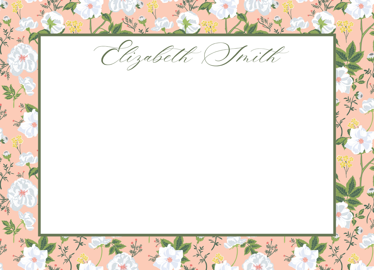 white floral stationery