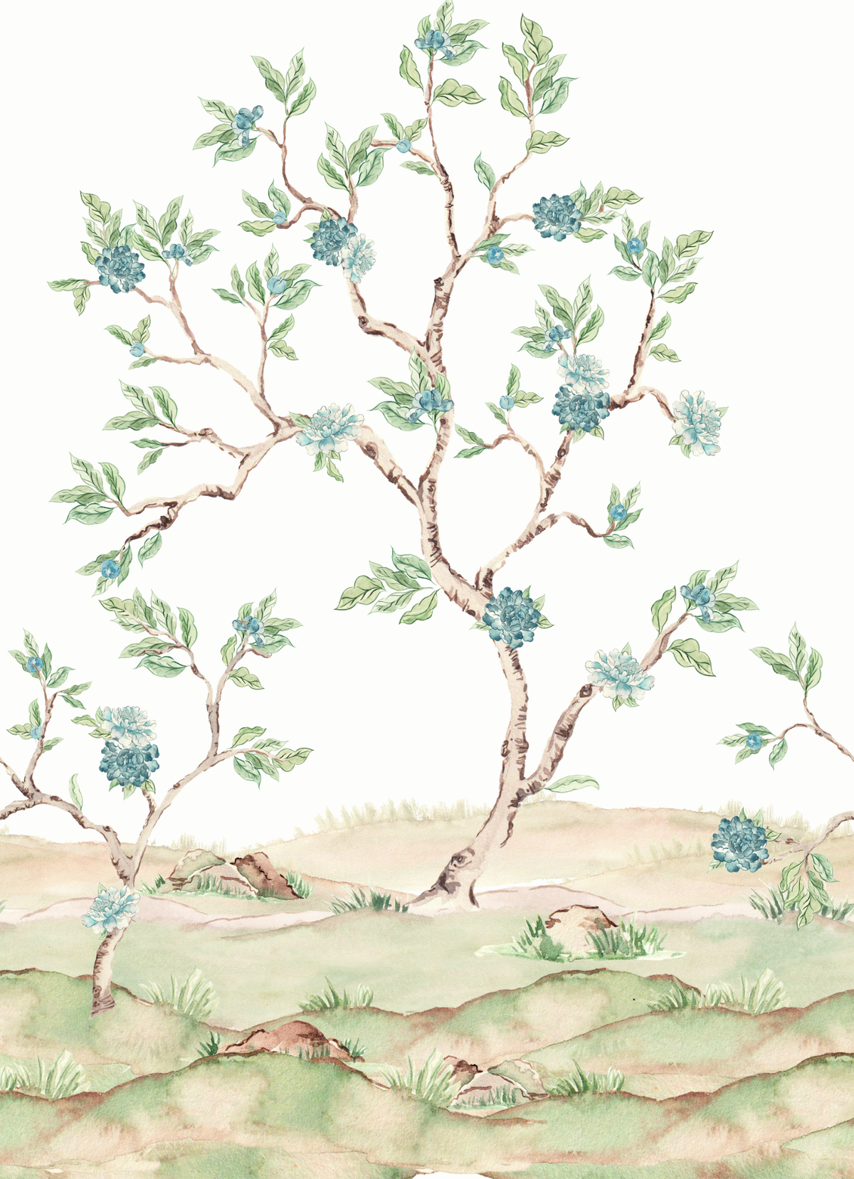 BLUE BOW GARLAND CHRISTMAS CARD