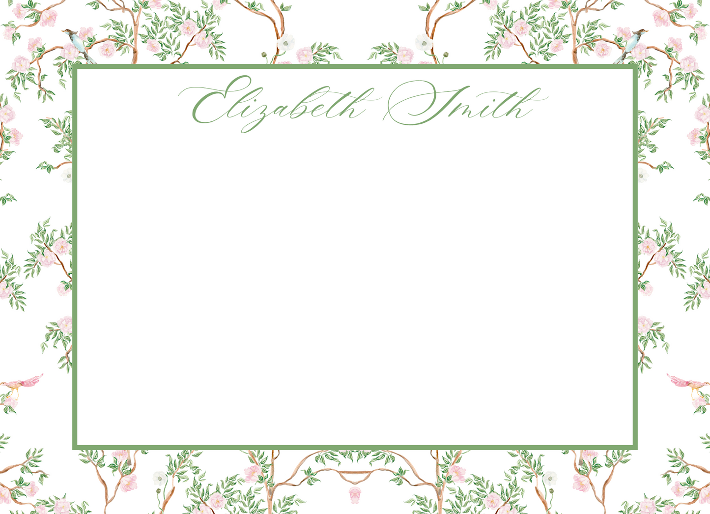 green floral stationery