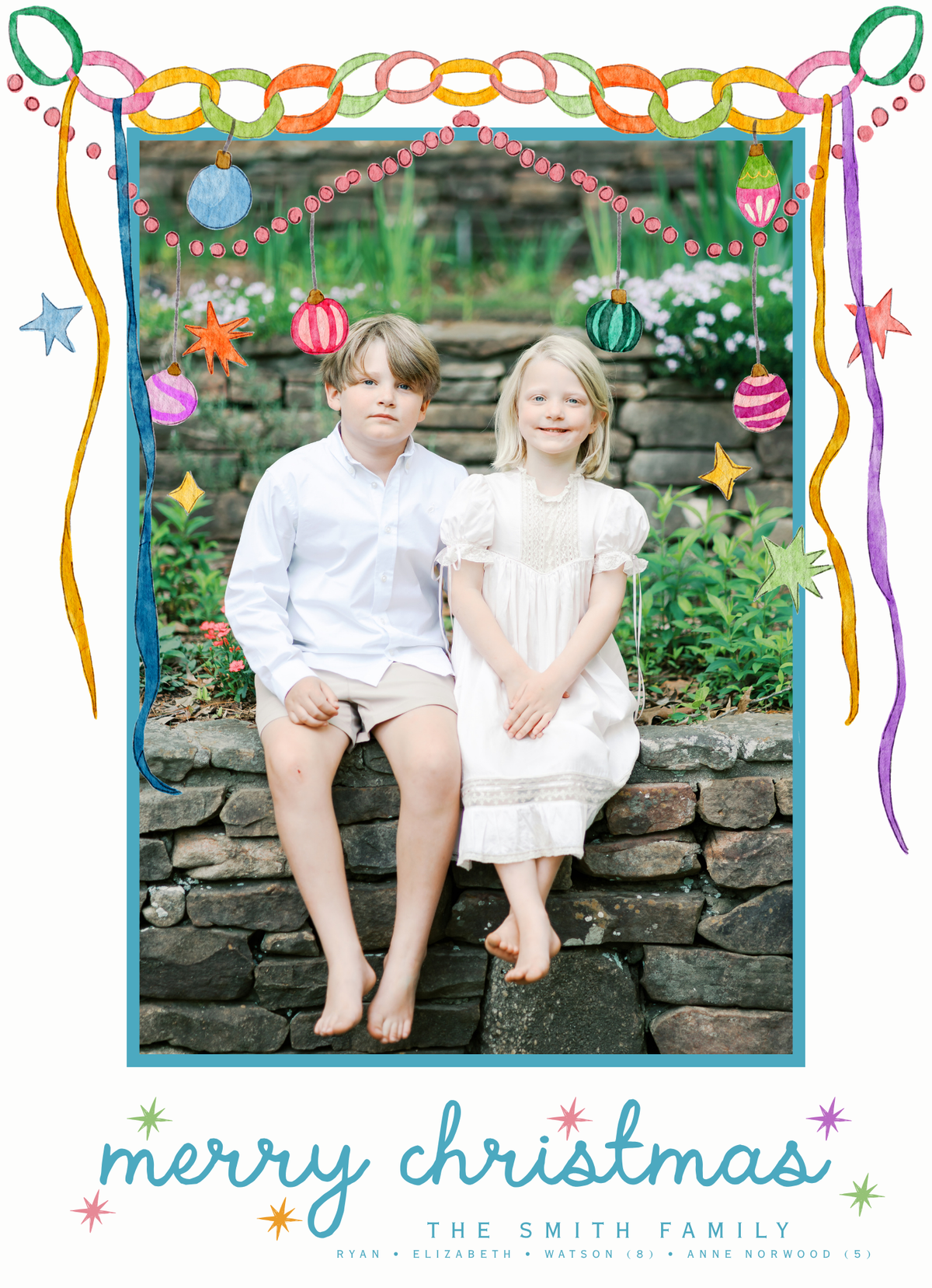 COLORFUL GARLAND CHRISTMAS CARD