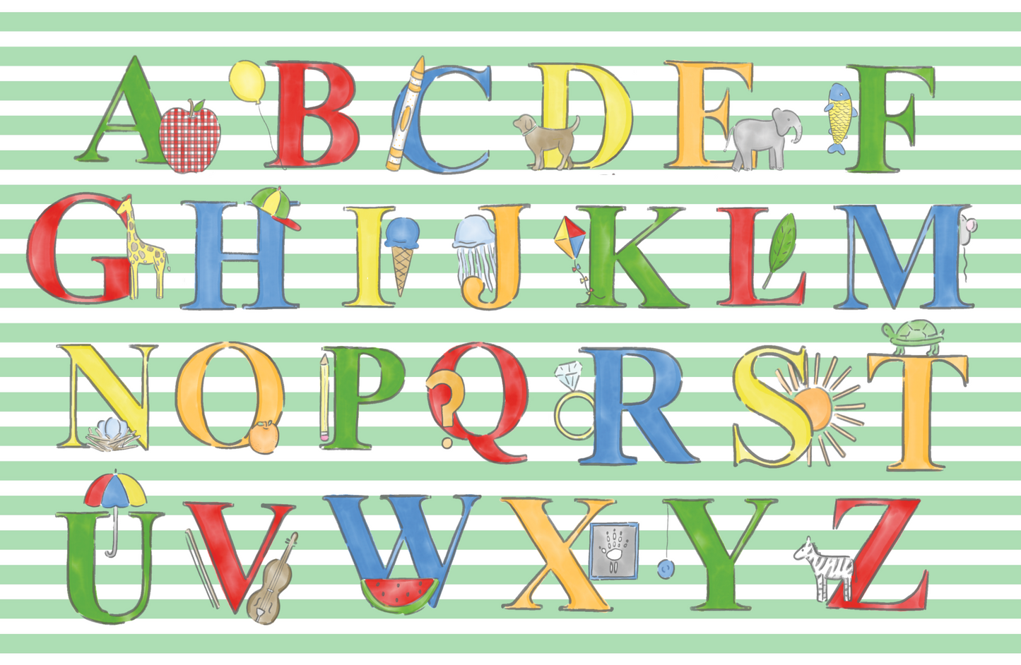 green alphabet placemat