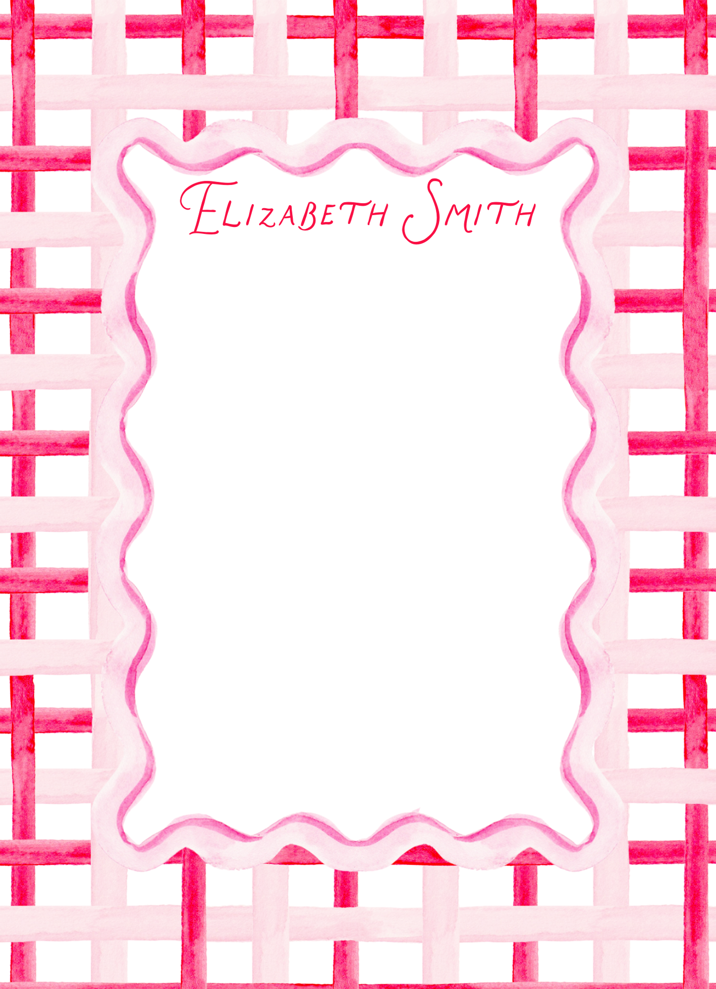 pink and red plaid notepad