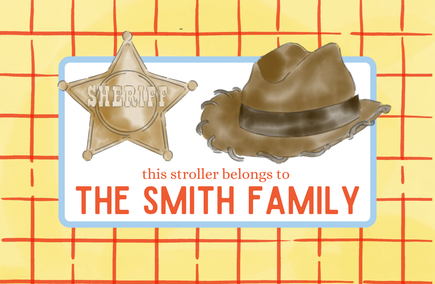 TOY COWBOY STROLLER SIGN