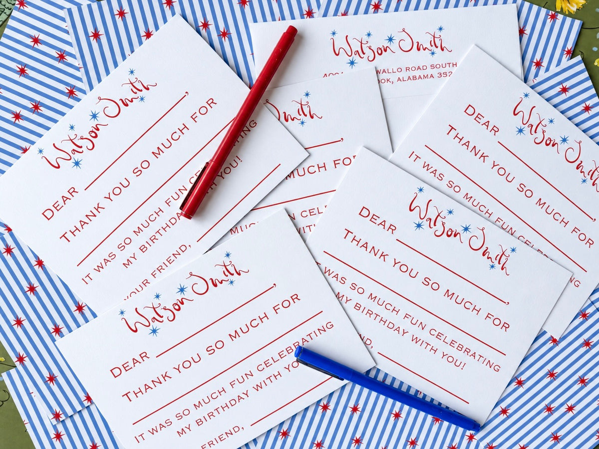 STARS FILL IN THE BLANK THANK YOU CARDS **THESE CAN BE CHANGED TO BE ANY COLOR**