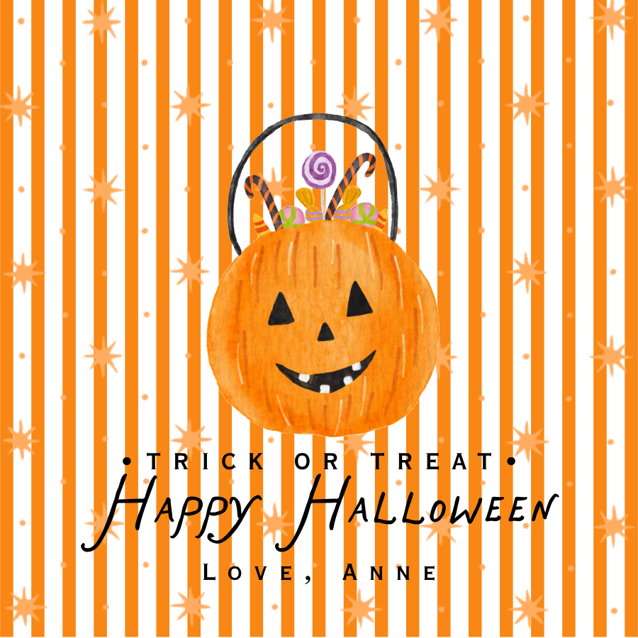 PUMPKIN CANDY BUCKET HALLOWEEN GIFT TAG