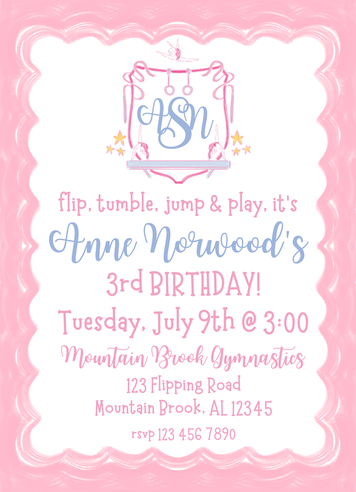 gymnastics crest invitation