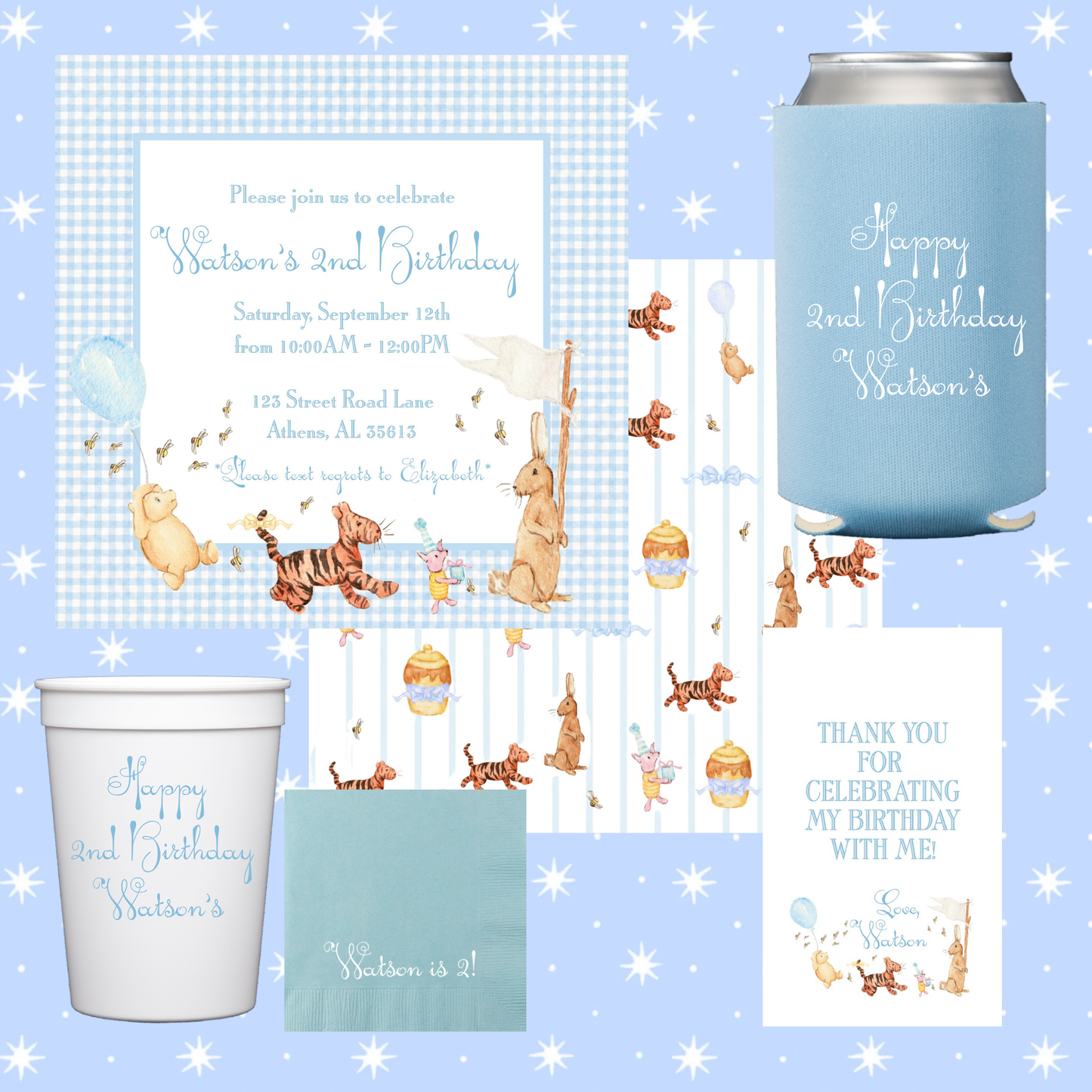 WATERCOLOR POOH INVITATION