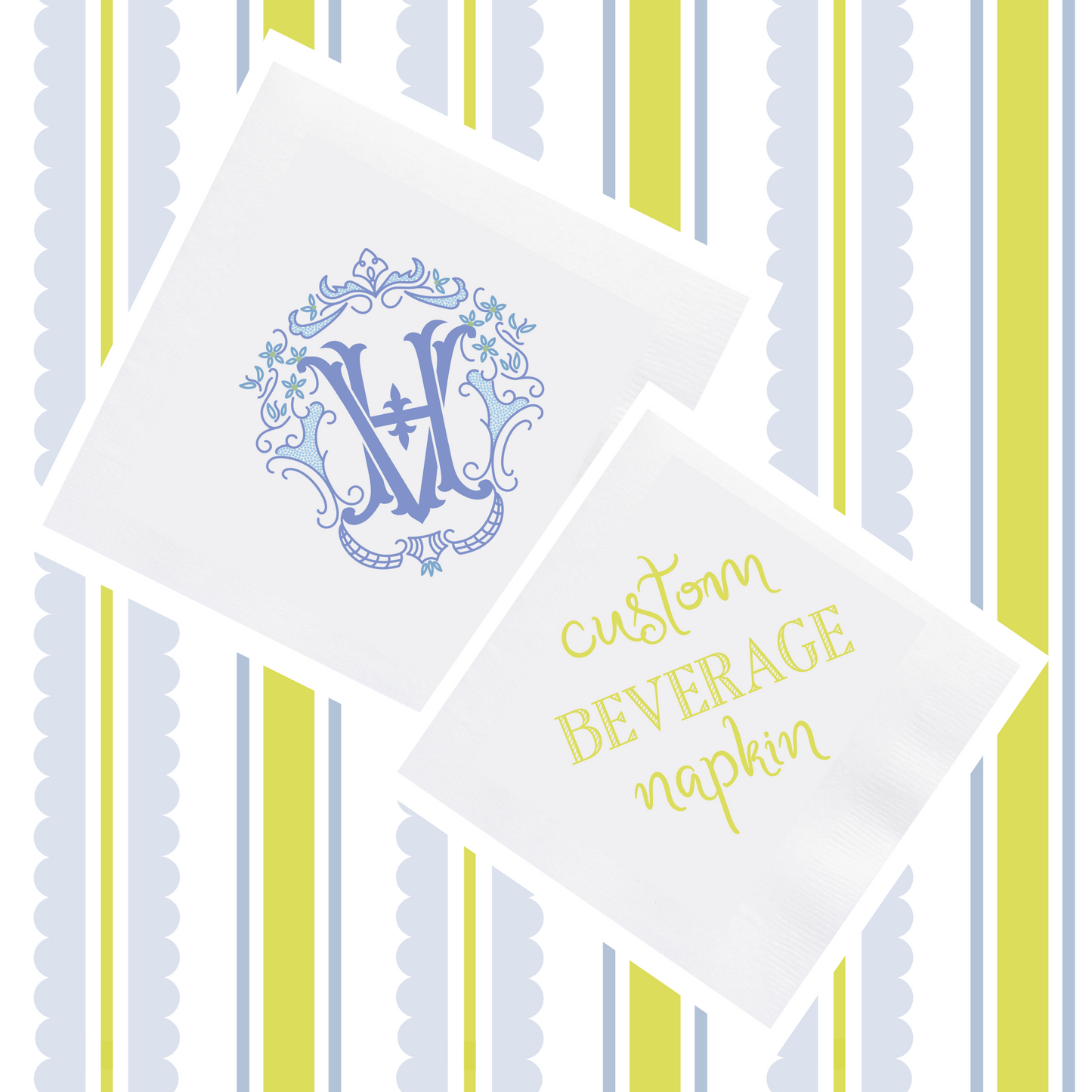 3-ply BEVERAGE NAPKIN (1 COLOR + 1 DESIGN)