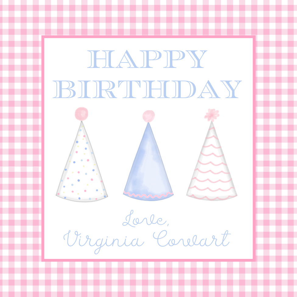 happy birthday party hats enclosure card