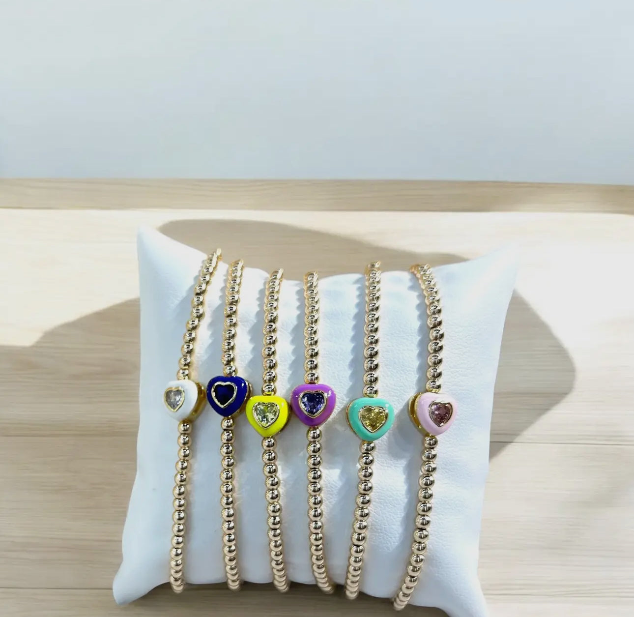 GOLD BEADED HEART BRACELET
