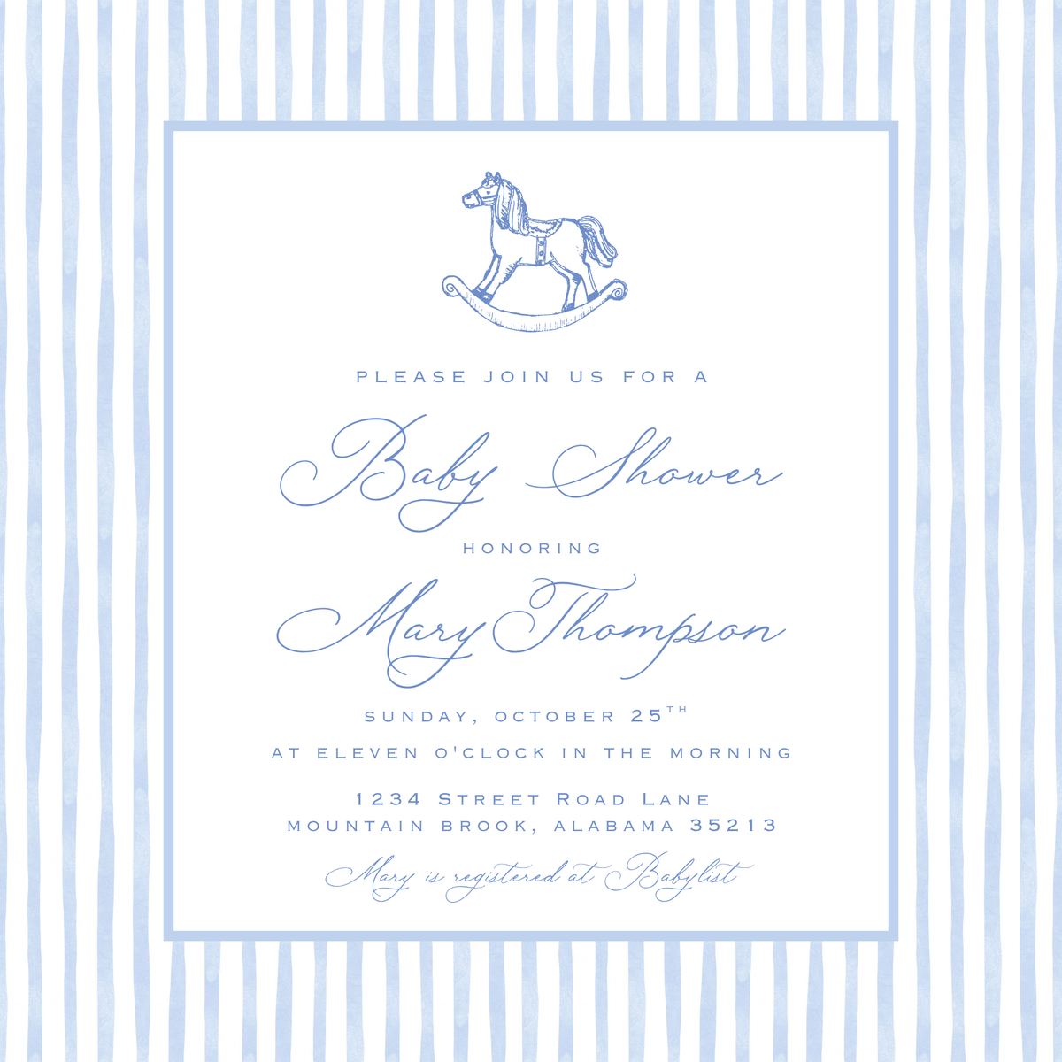 SWEET ROCKING HORSE INVITATION