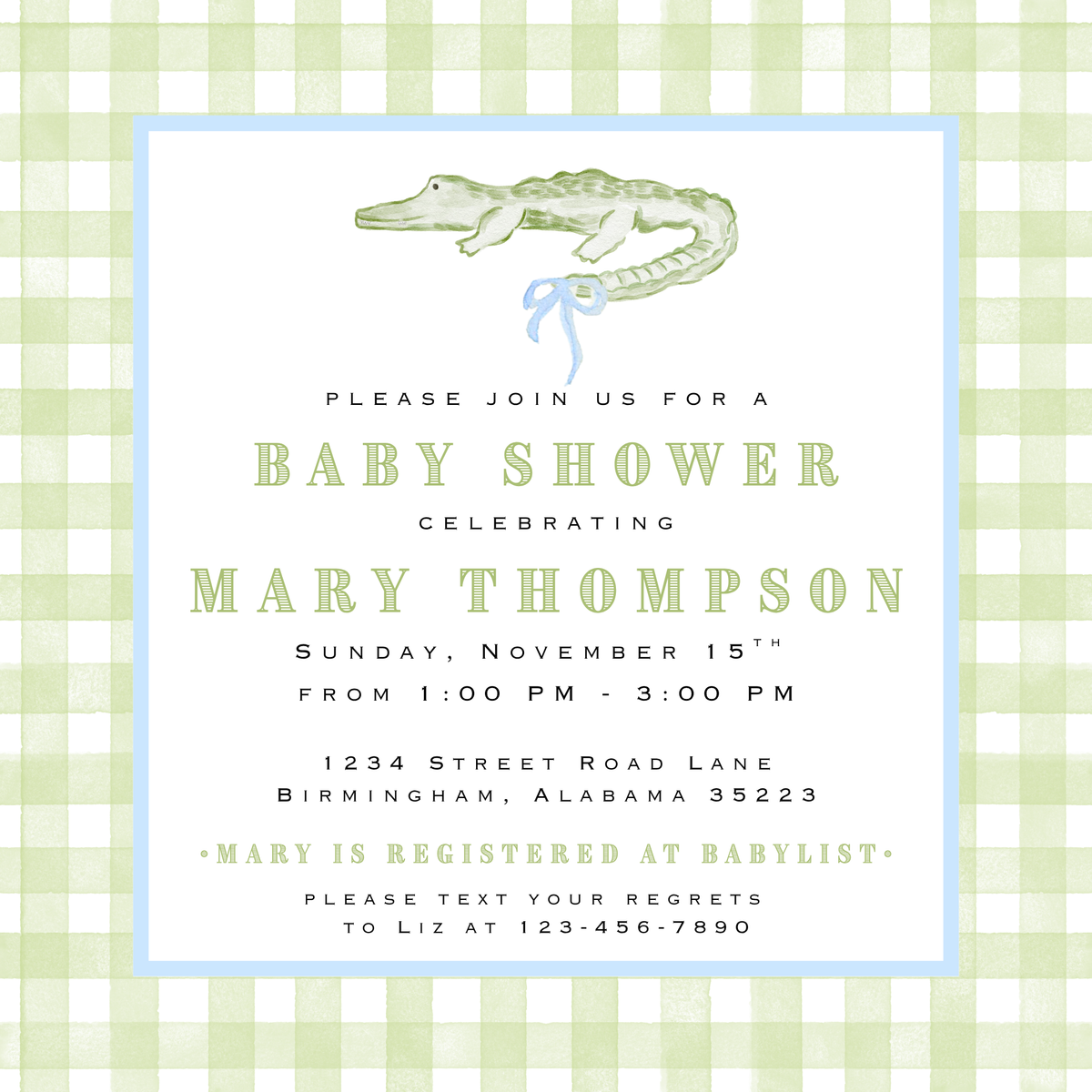 ALLIGATOR BABY SHOWER INVITATON