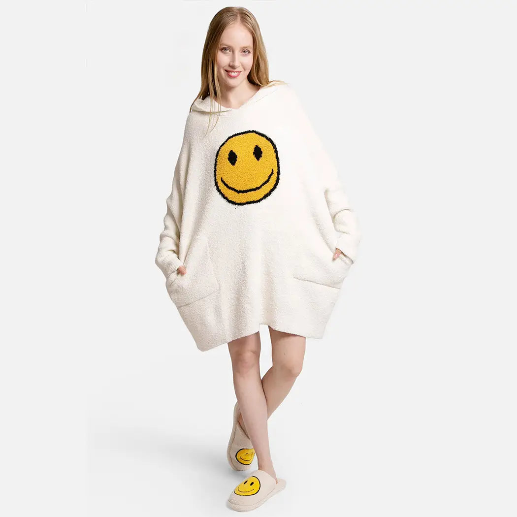 *PRE-ORDER* Soft SMILEY Hooded Blanket Hoodies with Pocket ONE SIZE