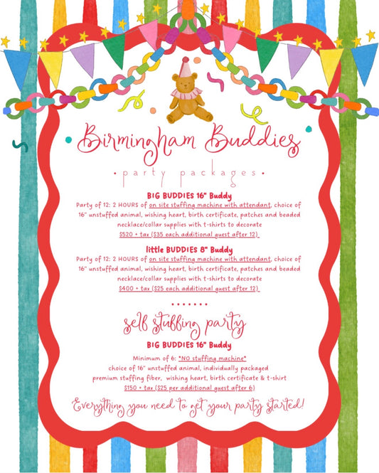 16” Birmingham Buddies: ONSITE STUFFING 12 kids