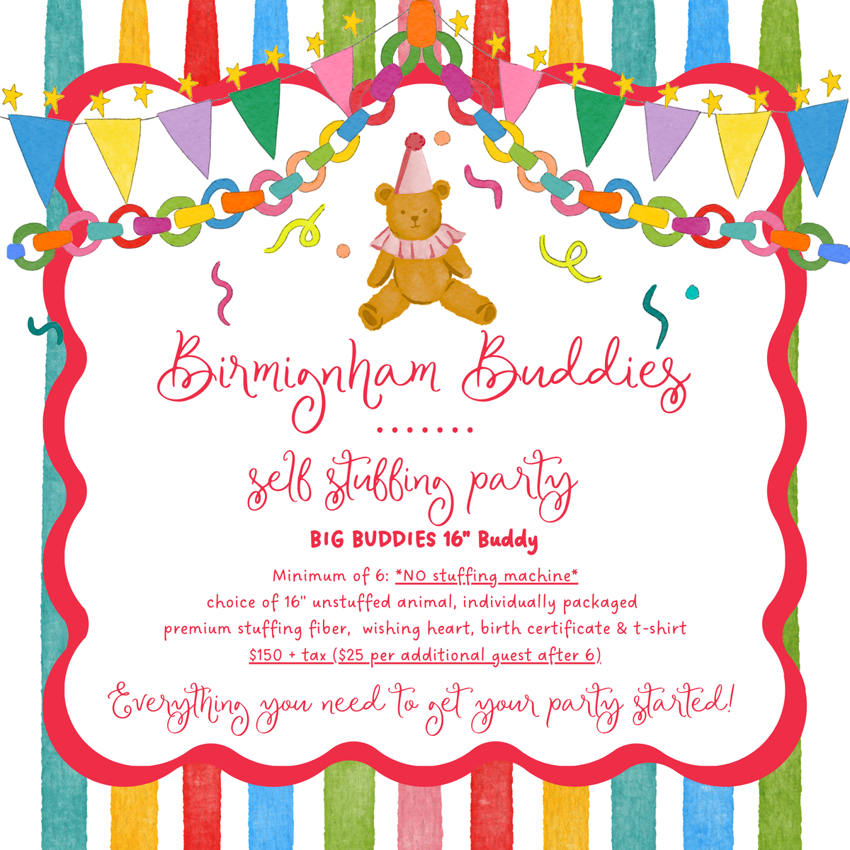 16” Birmingham Buddies: SELF STUFFING PARTY