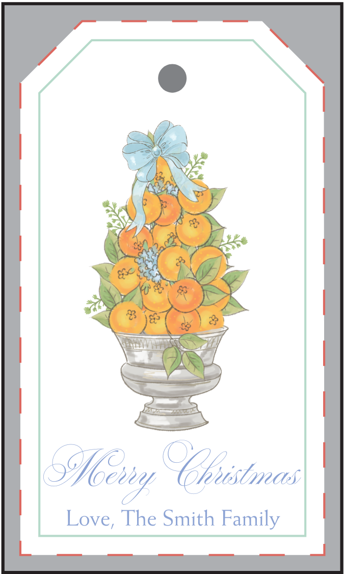 ORANGE SILVER BOWL TOPIARY GIFT TAG