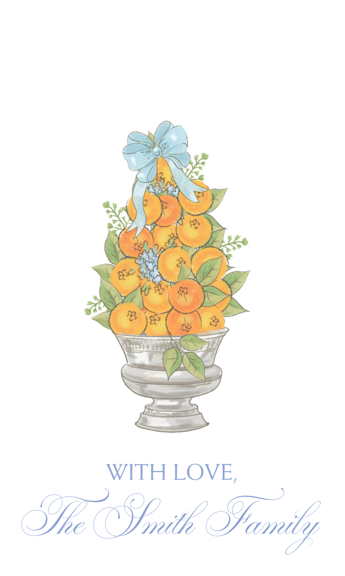 ORANGE SILVER BOWL TOPIARY GIFT TAG