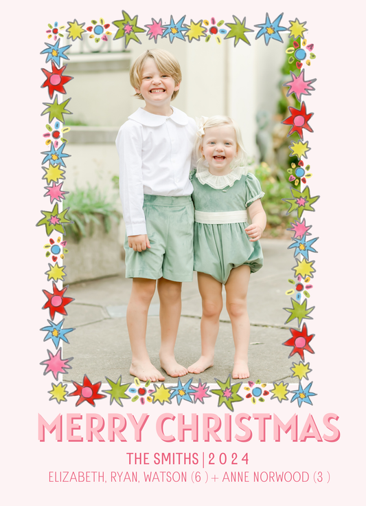 COLORFUL STARS CHRISTMAS CARD