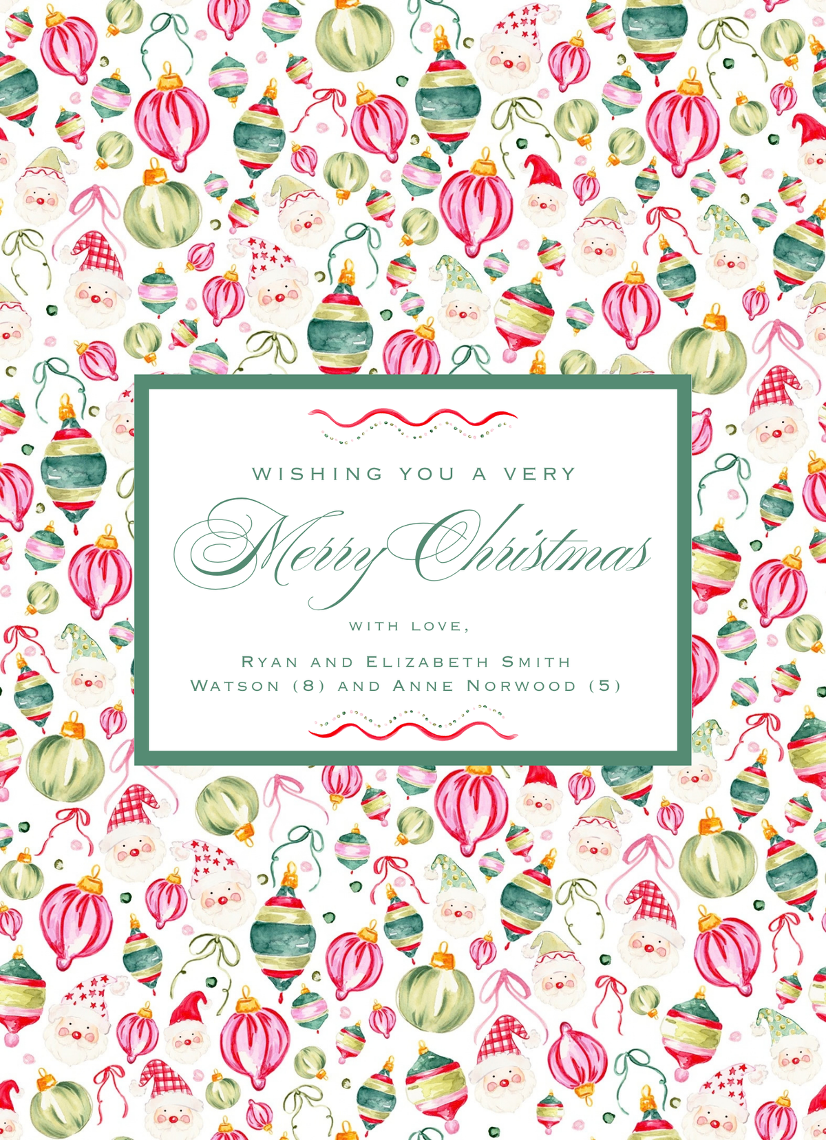WATERCOLOR ORNAMENT CHRISTMAS CARD