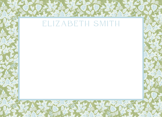minty green  floral stationery