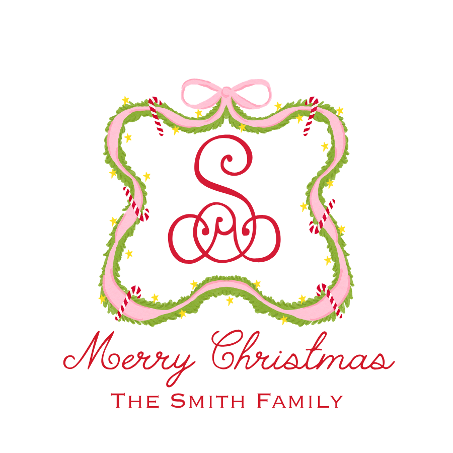 CANDY CANE GARLAND SQUARE GIFT TAG