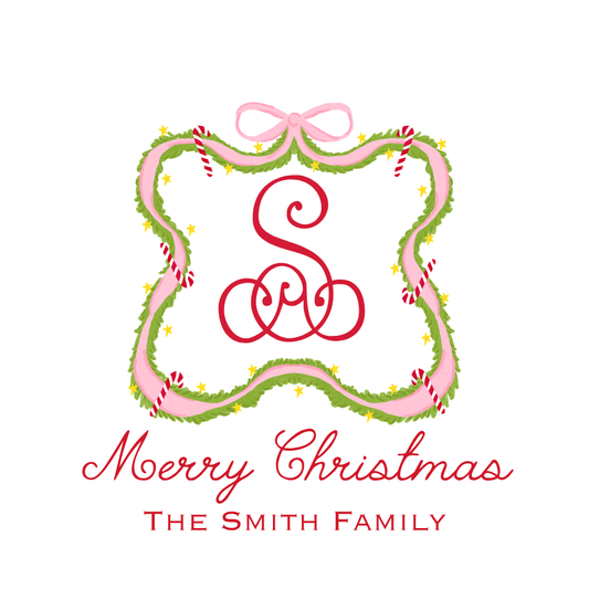 CANDY CANE GARLAND SQUARE GIFT TAG