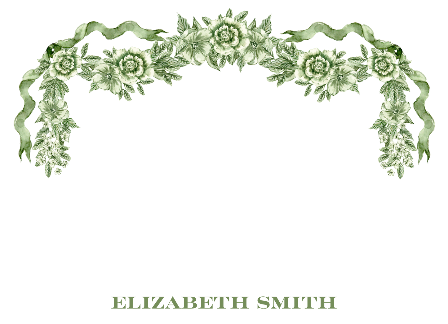 green floral swag stationery