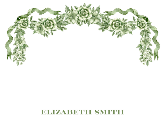 green floral swag stationery