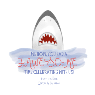 shark party round gift tag