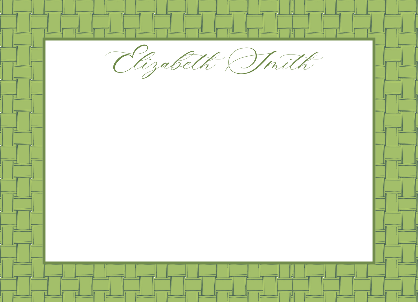 green basket weave stationery