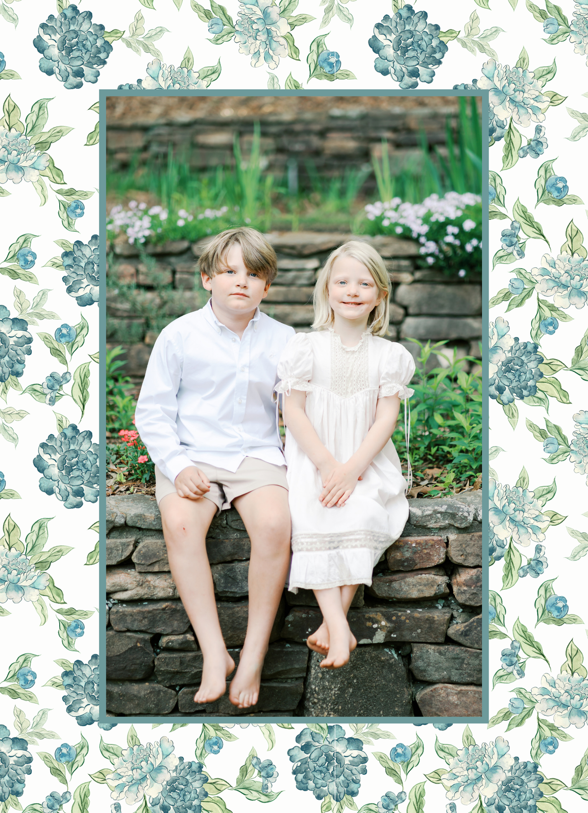 BLUE FLORAL CHRISTMAS CARD