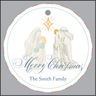 ROUND NATIVITY GIFT TAG