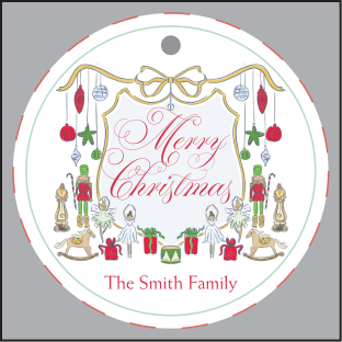 ROUND CHRISTMAS CREST GIFT TAG