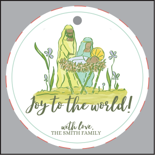 ROUND JOY TO THE WORLD GIFT TAG