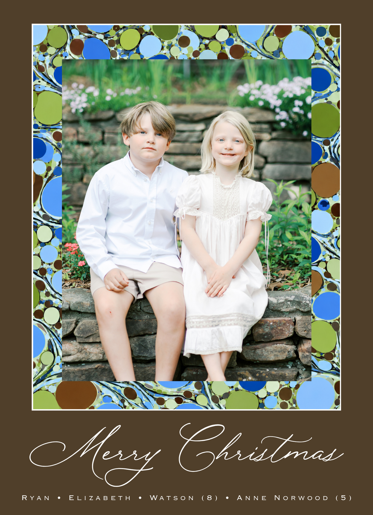 BROWN/GREEN MARBLE CHRISTMAS CARD