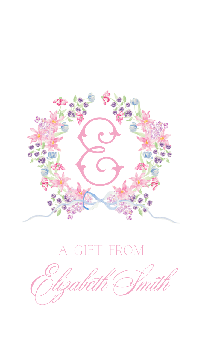 floral crest gift tag