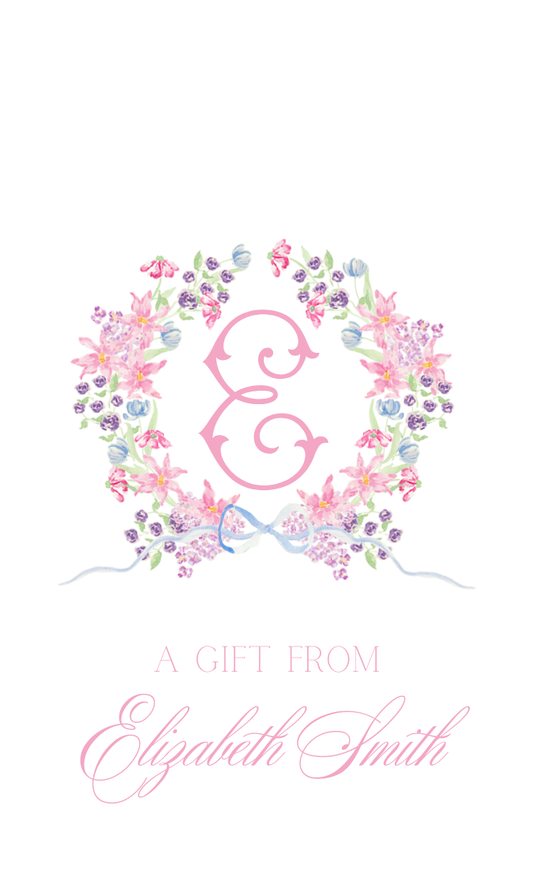 floral crest gift tag