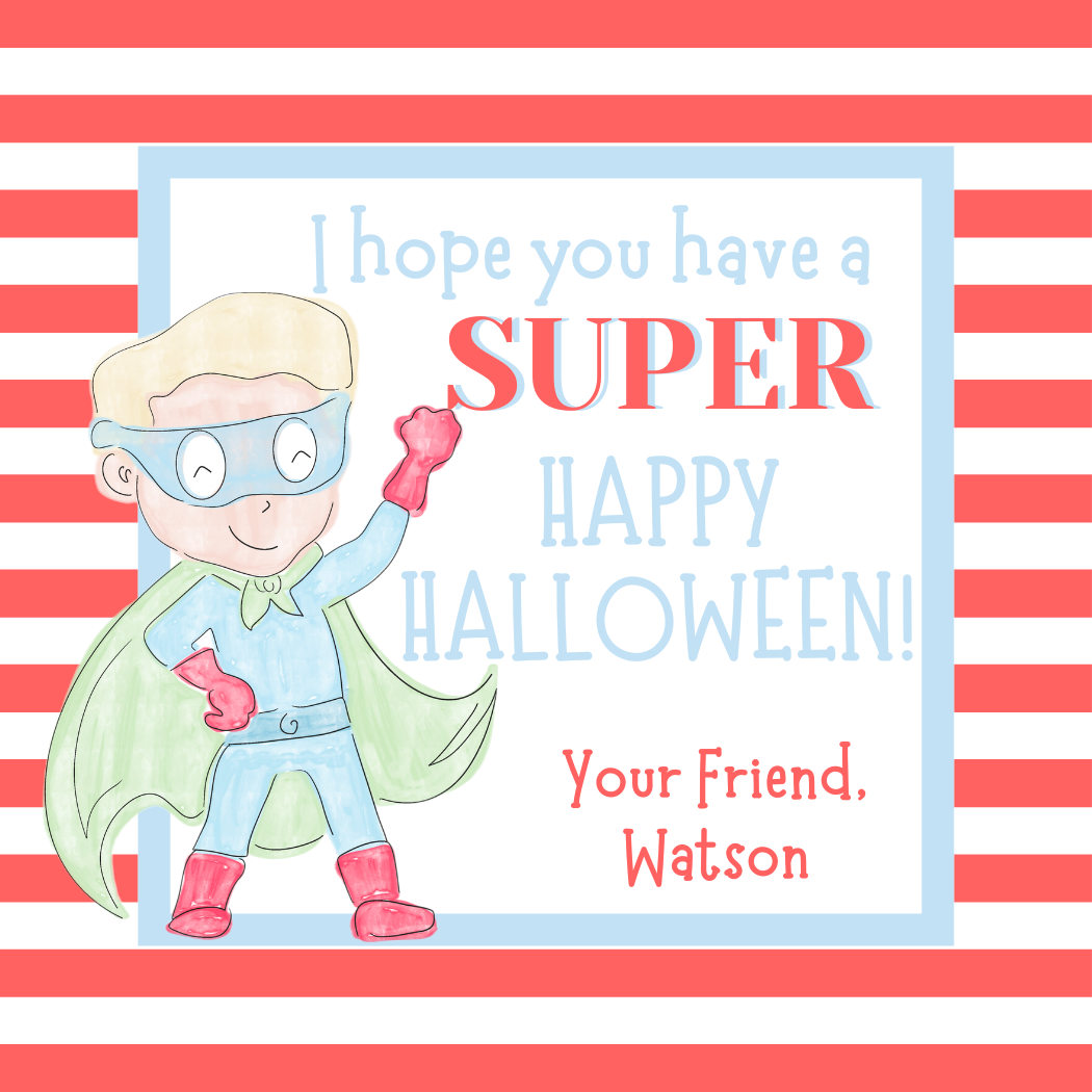 SUPER HERO HALLOWEEN GIFT TAG