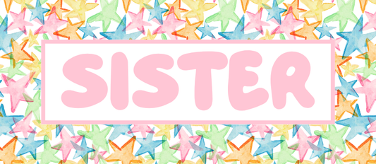 COLORFUL STARS IN PINK RECTANGLE VINYL LABEL