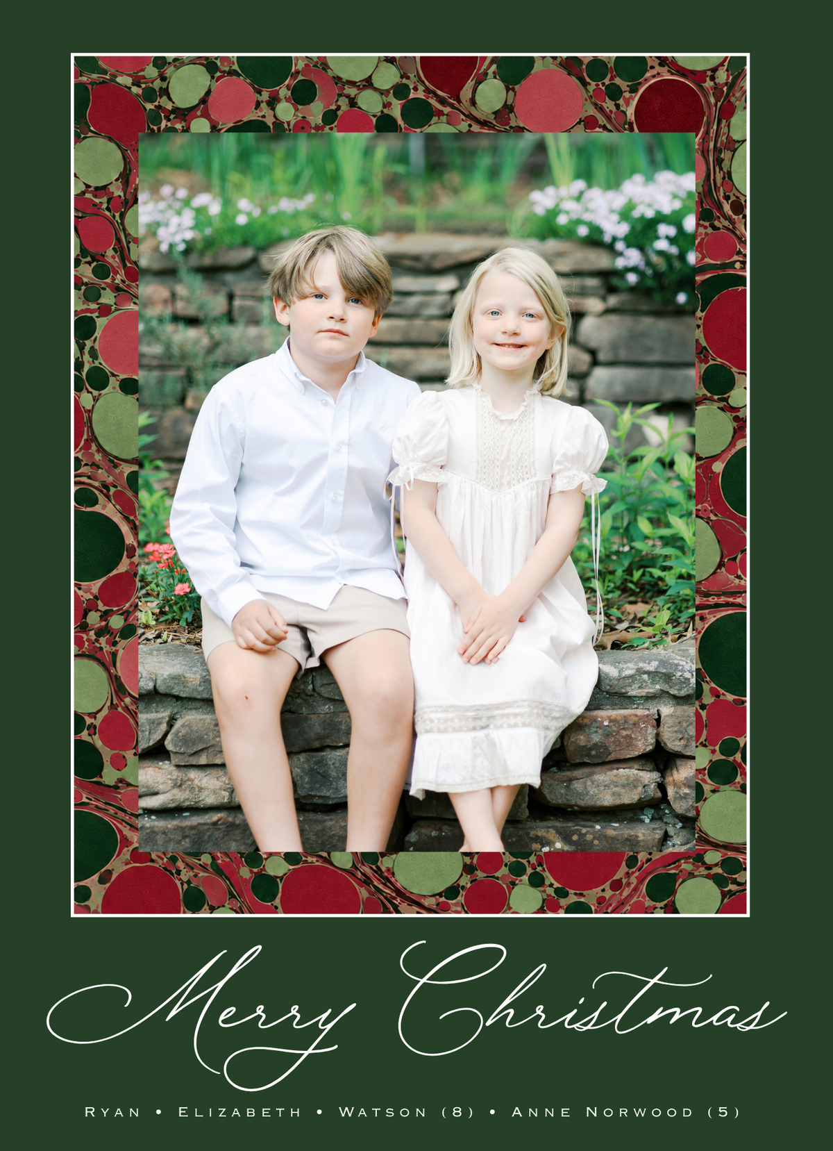 GREEN/RED MARBLE CHRISTMAS CARD