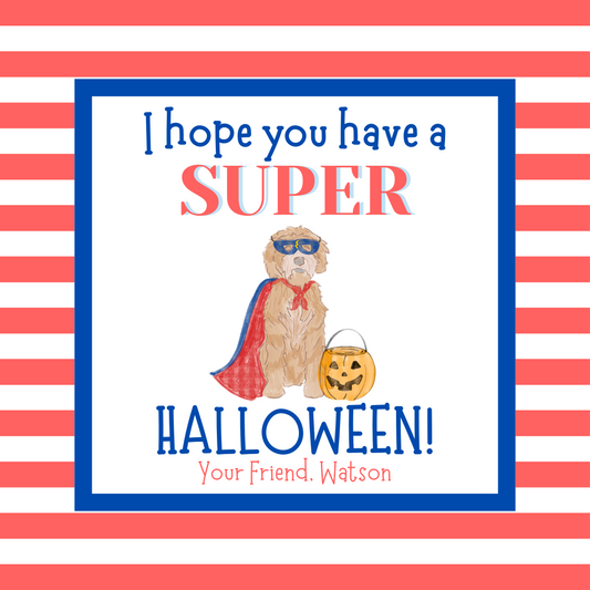 SUPER PUP HALLOWEEN GIFT TAG