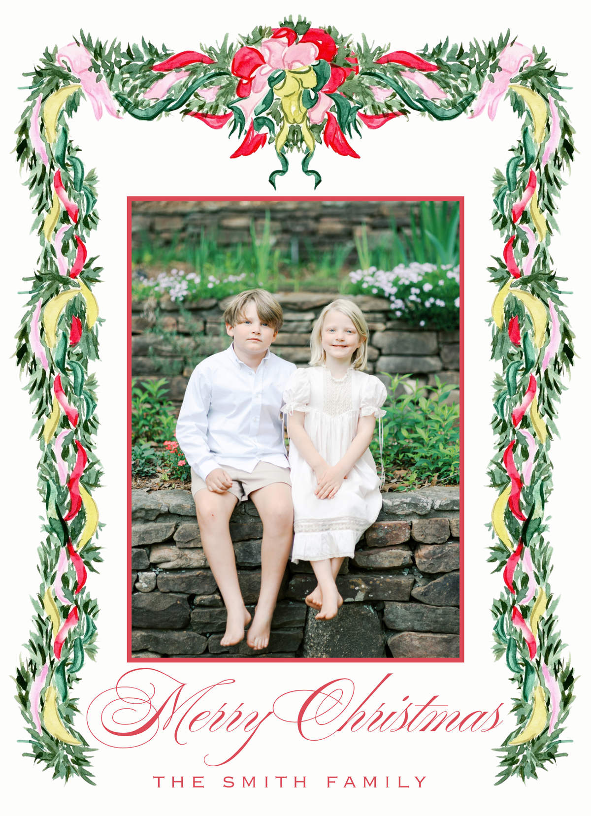 COLORFUL CHRISTMAS RIBBONS CHRISTMAS CARD
