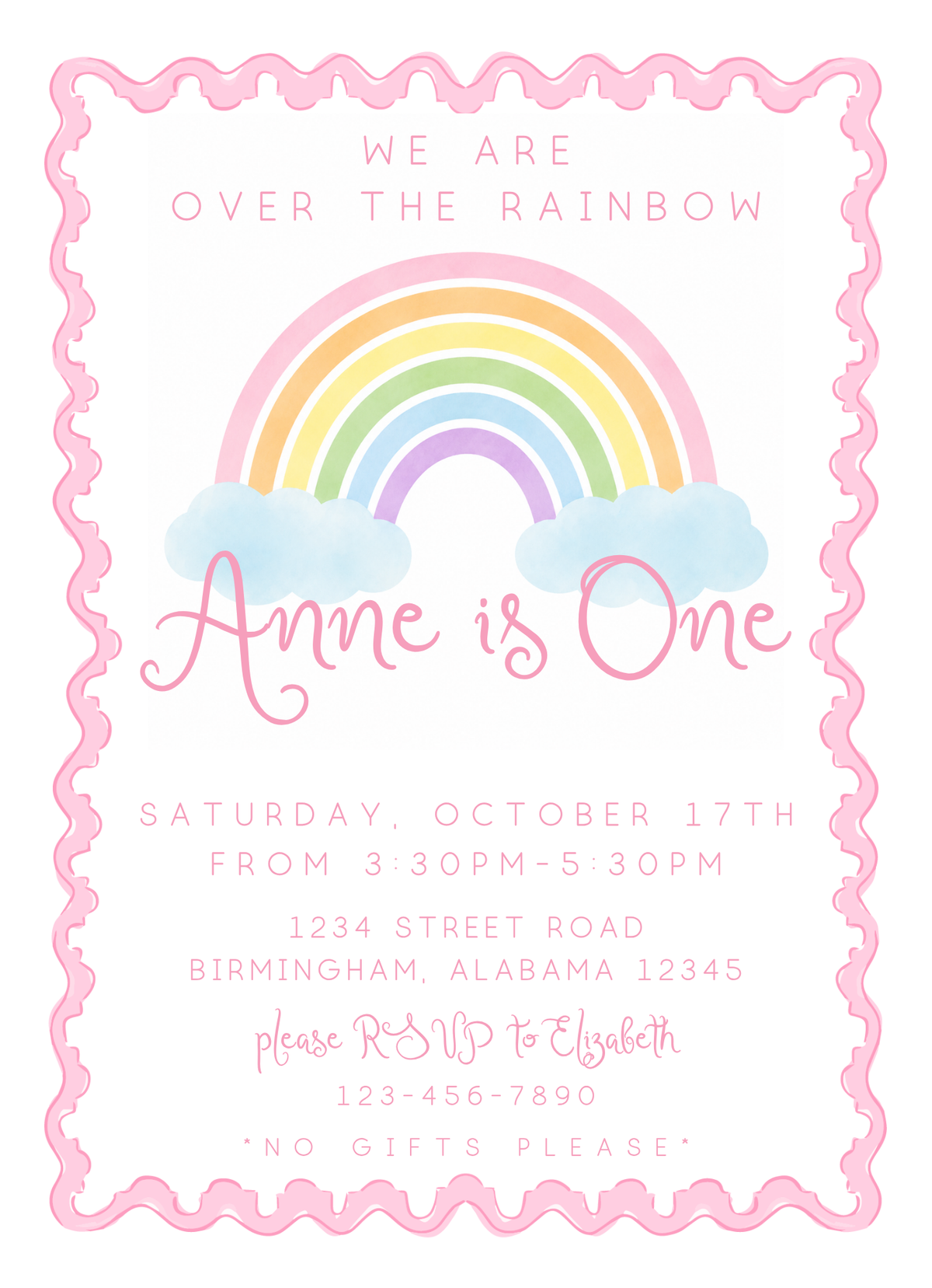 OVER THE RAINBOW INVITATION