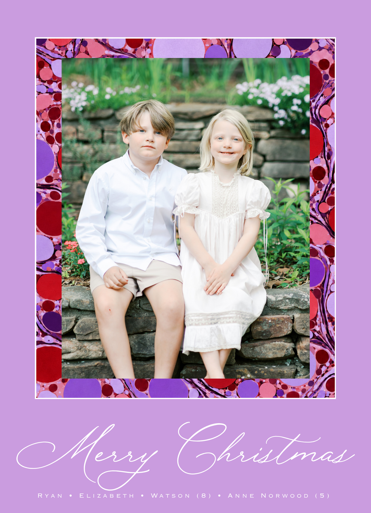 PURPLE/RED MARBLE CHRISTMAS CARD