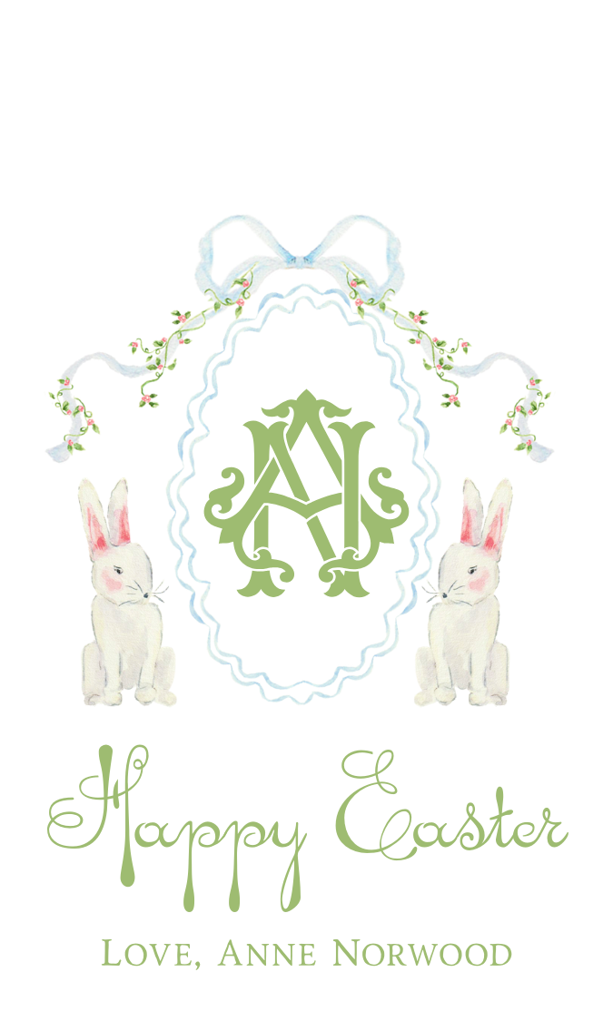 WATERCOLOR BUNNY CREST GIFT TAG