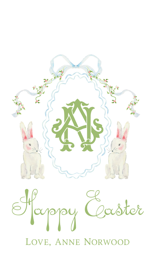 WATERCOLOR BUNNY CREST GIFT TAG